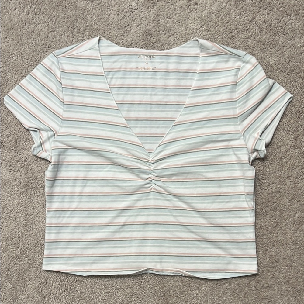 Striped V-Neck Crop Top